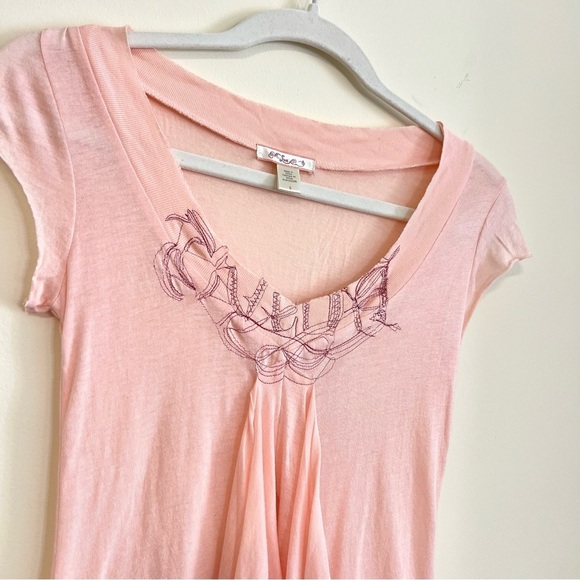 Lux Y2k Pink Split Front Ruffle Top - Picture 2 of 6